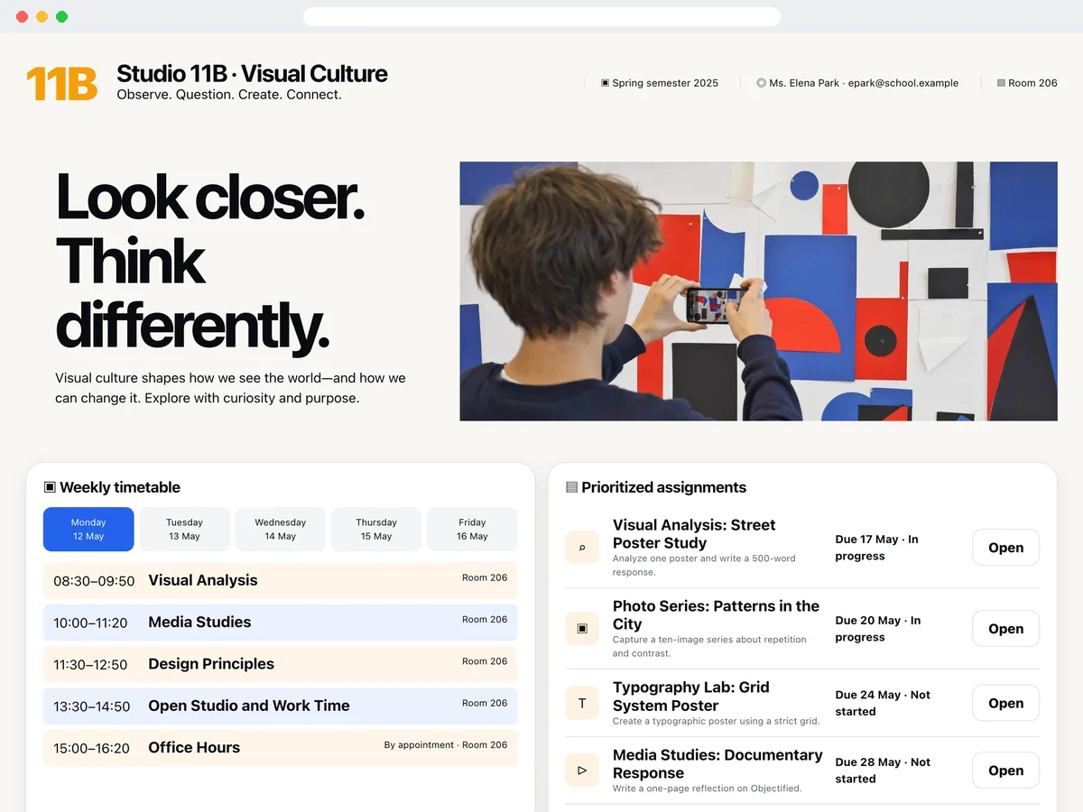 Class Workspace template preview
