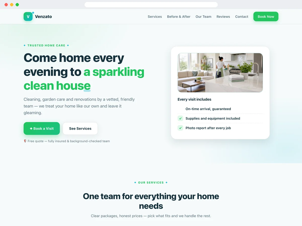 Home & Cleaning Services template preview