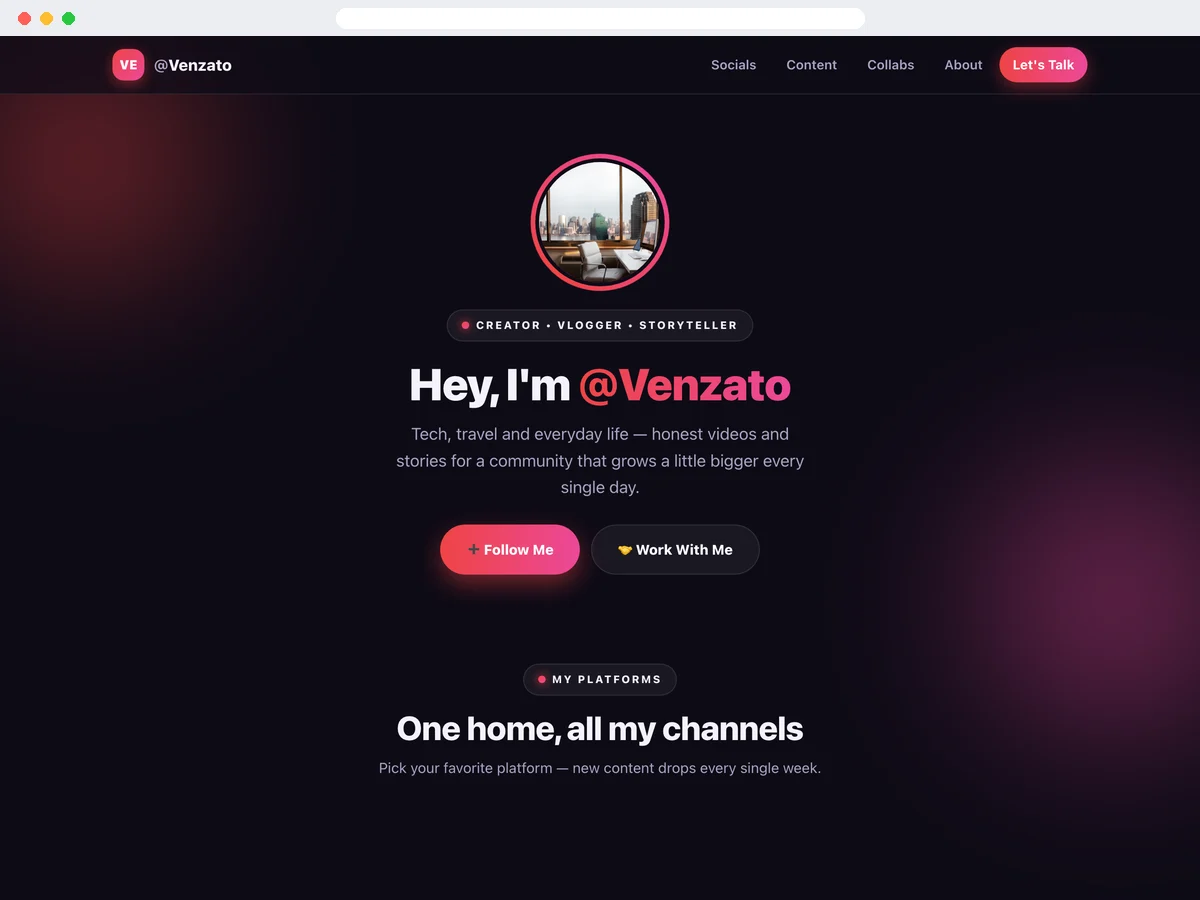 Influencer & Content Creator template preview