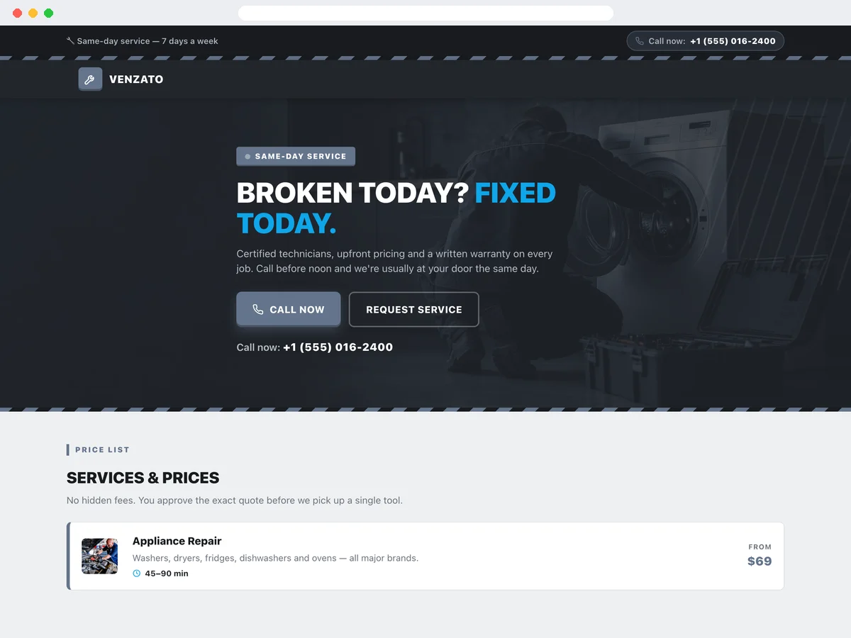 Repair & Technical Service template preview