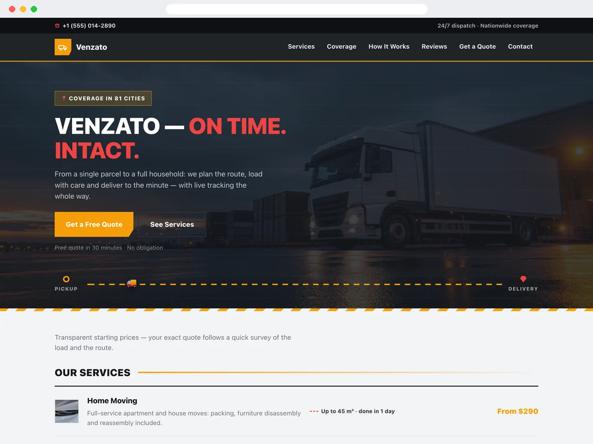 Transport & Logistics template preview